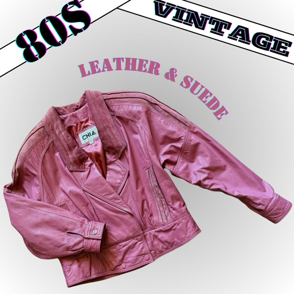 Vintage 80s Mauve Pink Leather Suede Jacket StreetWear Street Style FlyGirl Alt